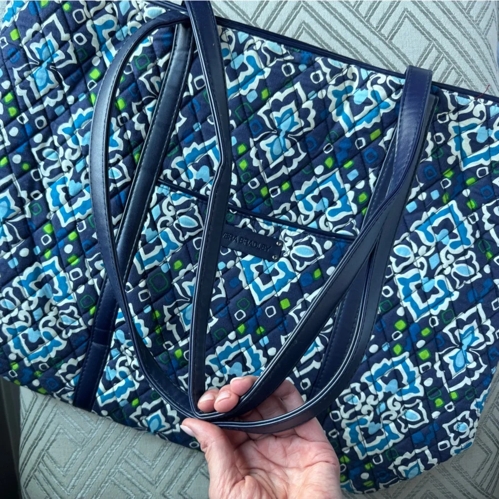 Vera Bradley Day Tote Travel Bag Shoulder Purse Ink Blue - Picture 7 of 7